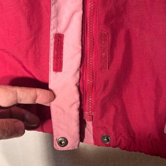 L.L.Bean M Red Pink Hooded Nylon Jacket Detachable Fleece Liner Water-Resistant - Picture 15 of 16